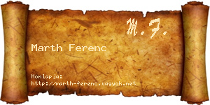 Marth Ferenc névjegykártya